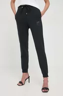 Spodnie damskie - Pinko spodnie dresowe bawełniane kolor czarny gładkie - miniaturka - grafika 1