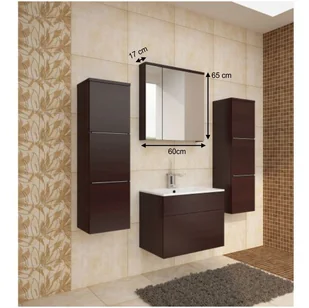 Kondela Szafka łazienkowa z lustrem Mason WE 14 - wenge - Szafki kuchenne - miniaturka - grafika 1