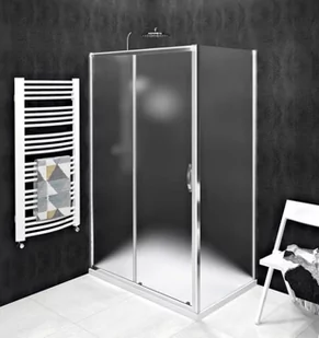 GELCO Kabina prysznicowa prostokątna narożna SIGMA SIMPLY 100x120x190 drzwi przesuwne ze ścianką boczną chrom szkło matowe BRICK uniwersalna z powłoką Coated Glass GS4212GS4310 - Kabiny prysznicowe - miniaturka - grafika 1