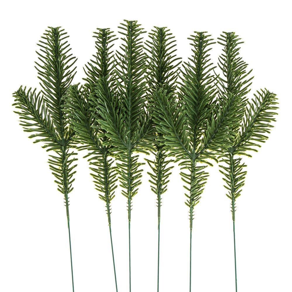 Zestaw 6 sztuk gałązek sosny 26cm ŚWIĄTECZNE