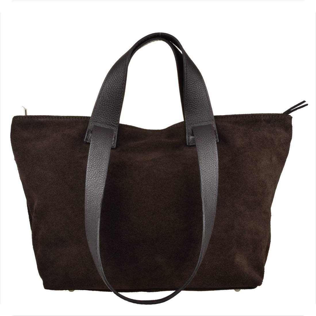 Vera Pelle Torba shopper bag skóra naturalna brąz czekolada na ramię i do ręki