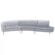 Sofy i kanapy - Sofa półokrągła 4-osobowa welurowa jasnoszara MOSS - miniaturka - grafika 1