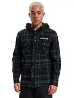 Kurtki męskie - Brandit Męska kurtka przejściowa Maiden Check Shirt Hooded Eddi, czarny/zielony, 7XL - miniaturka - grafika 1