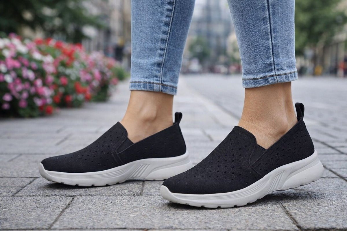 Buty damskie wsuwane mokasyny A-3-0588 czarne slip on ażurowe [rozmiar: 40]