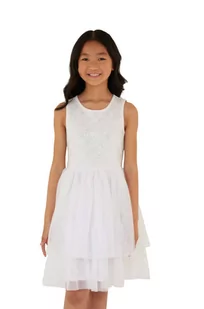 Guess sukienka dziecięca kolor biały mini rozkloszowana - Sukienki i spódniczki dla dziewczynek - miniaturka - grafika 1