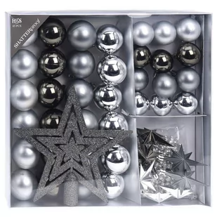 Home Styling Collection Zestaw Bombek Na Choinkę Bombki Nietłukące Choinkowe Świąteczne Srebrne Komplet 45 Sztuk - Bombki - miniaturka - grafika 1