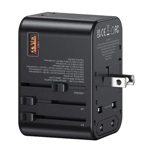 USAMS Adapter siec 1xUSB+2xUSB-C T62 65W 4w1 US/AU/EU/UK czarny/black CC199TC01 (US-CC199) Univesal Travel Charger - Ładowarki do telefonów - miniaturka - grafika 11