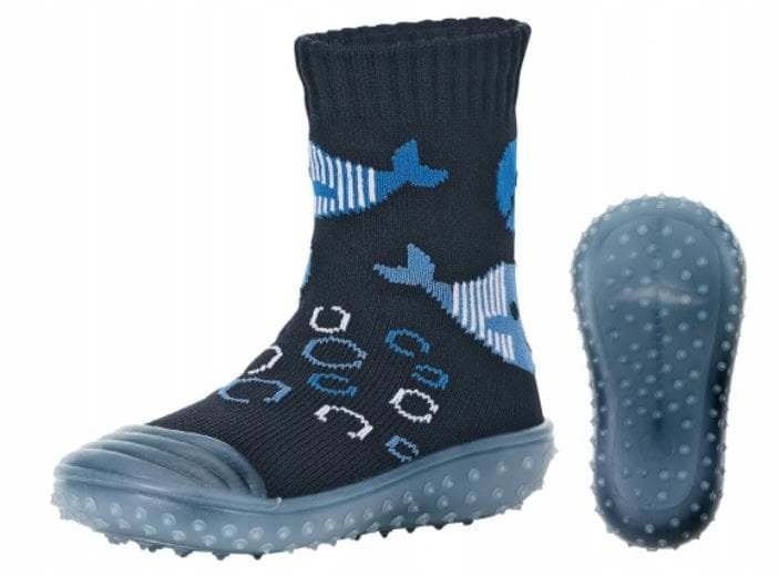Skarpeto kapcie dla chłopca z gumową podeszwą Sterntaler rybki rozm. 25/26