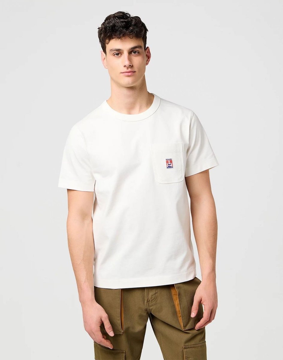 t-shirt mężczyzna wrangler 112371499 pocket tee worn white