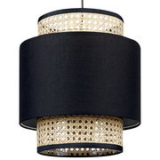 Lampy sufitowe - Lumarko Lampa wisząca rattanowa naturalna z czarnym BOERI - miniaturka - grafika 1