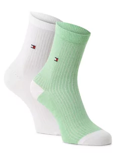 Tommy Hilfiger - Skarpety damskie pakowane po 2 szt., biały|zielony - Skarpetki damskie - miniaturka - grafika 1