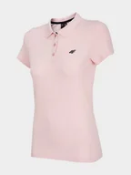 Koszulki sportowe damskie - Koszulka polo damska - różowa - 4F - miniaturka - grafika 1