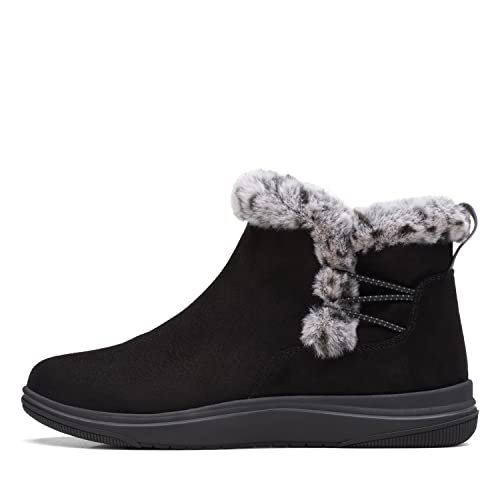 Clarks Damskie botki Breeze Fur, Czarna tkanina, 40 EU