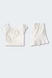 Piżamy damskie - Mango Kids Mango Kids piżama bawełniana dziecięca Nonnab kolor biały gładka - grafika 1