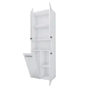 Szafki łazienkowe - Szafka łazienkowa Bagnoli, kolor: BIAŁY/BIAŁY POŁYSK, KRÓTKIE DRZWI + 1 KOSZ. D: 30 cm, W: 174 cm, Sz: 60 cm. - miniaturka - grafika 1