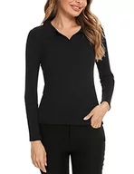 Swetry damskie - Doaraha Damski sweter z dzianiny z długim rękawem, dziergany, polo z dekoltem w kształcie litery V, elegancki sweter z dzianiny, na jesień i zimę - miniaturka - grafika 1