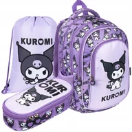 Plecaki szkolne i tornistry - Zestaw Plecak tornister szkolny 4-komorowy Kuromi FioletowyDystrybucja Pl - miniaturka - grafika 1
