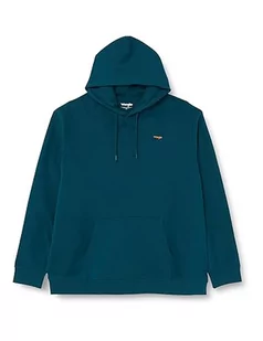 Wrangler Męska bluza z kapturem z logo, Deep Teal Green, M - Bluzy męskie - miniaturka - grafika 1