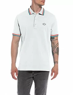 Replay Męska koszulka polo, Off White 801, XL - Koszulki męskie - miniaturka - grafika 1
