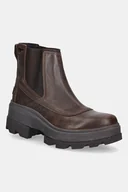 Botki damskie - Sorel sztyblety skórzane JOAN FRWD CHELSEA damskie kolor brązowy na platformie 2138421256 - miniaturka - grafika 1