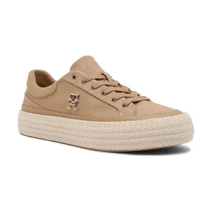 Tommy Hilfiger Lniane trampki VULC - Trampki damskie - miniaturka - grafika 1