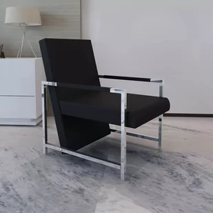 vidaXL Czarny fotel z chromowanymi elementami - Fotele - miniaturka - grafika 1