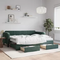 Łóżka - Sofa rozsuwana z szufladami, ciemnozielona, 90x200 cm, aksamit Lumarko! - miniaturka - grafika 1