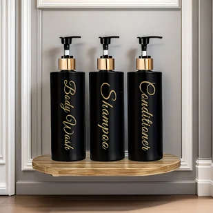 TEMU 3 sztuki 250ml/8.48oz Butelki z Pompką Bez BPA o Złotej Etykiecie i Antykorozyjnym Wzorem - Oszczędzające Miejsce, Wielokrotnego Użytku na - Pozostałe akcesoria kosmetyczne - miniaturka - grafika 1