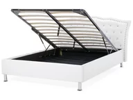 Łóżka - Łóżko z pojemnikiem ekoskóra 140 x 200 cm białe METZ - miniaturka - grafika 1