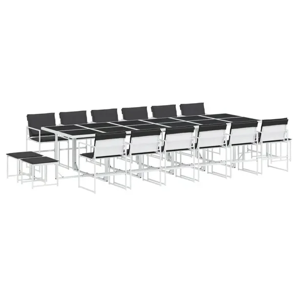 Zestaw mebli ogrodowych biały 330 x 107 x 72 cm, 12 krzeseł, 4 stołki