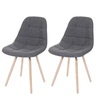 Krzesła - Zestaw 2 krzeseł do jadalni HWC-A60 II, krzesło kuchenne, retro 50s design ~ tkanina/tekstylia szary - miniaturka - grafika 1