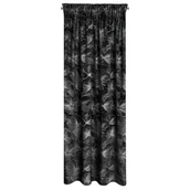 Zasłony - Zasłona 140x300 Stella czarna srebrna liście welurowa gotowa na taśmie - miniaturka - grafika 1