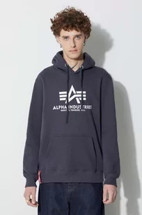 Alpha Industries bluza męska kolor granatowy z kapturem z nadrukiem 178312.02-GRANATOWY - Bluzy męskie - miniaturka - grafika 1