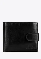 Portfele - Męski portfel skórzany z zapięciem na napę czarny - miniaturka - grafika 1