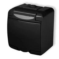 Gniazdka elektryczne - 12GHE-1 Czarne gniazdo zewnętrzne natynkowe z klapką IP54 JUNIOR KARLIK - miniaturka - grafika 1