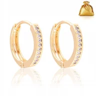 Biżuteria dla dzieci - ZŁOTE KOLCZYKI DLA DZIEWCZYNKI ZE STALI CHIRURGICZNEJ KÓŁKA Z CYRKONIAMI - miniaturka - grafika 1