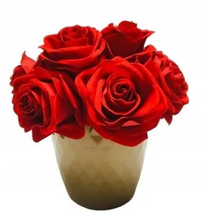 RÓŻA CZERWONA SZTUCZNA doniczka na parapet stół dekoracja prezent kwiaty - Sztuczne kwiaty - miniaturka - grafika 1