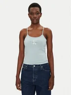 Koszulki i topy damskie - Calvin Klein Jeans Top Monologo J20J223105 Niebieski Slim Fit - miniaturka - grafika 1
