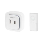 Akcesoria do alarmów - Dzwonek bezprzewodowy do drzwi Rebel z wtyczką 230V 36 melodii 2 gniazda USB) - miniaturka - grafika 1