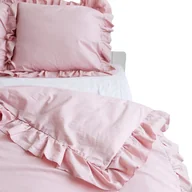 Pościel - Poszewka Pościel Na Kołdrę Z Falbanką Brudny Róż 160X200 Cm - miniaturka - grafika 1