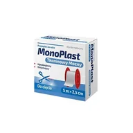 Apteczki i materiały opatrunkowe - MonoPlast tkaninowy mocny przylepiec na rolce 5m x 2,5cm 1 szutka - miniaturka - grafika 1