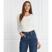 Bluzki damskie - Tommy Hilfiger Bluzka 5X2 RIB O-NK LS | Slim Fit - miniaturka - grafika 1