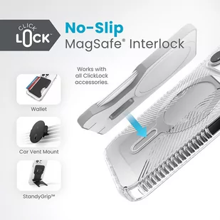 Speck Presidio Perfect-Clear Grip ClickLock & MagSafe - Etui iPhone 15 Pro (Clear / Chrome Finish / Serene Silver) - Pozostałe akcesoria do telefonów - miniaturka - grafika 2