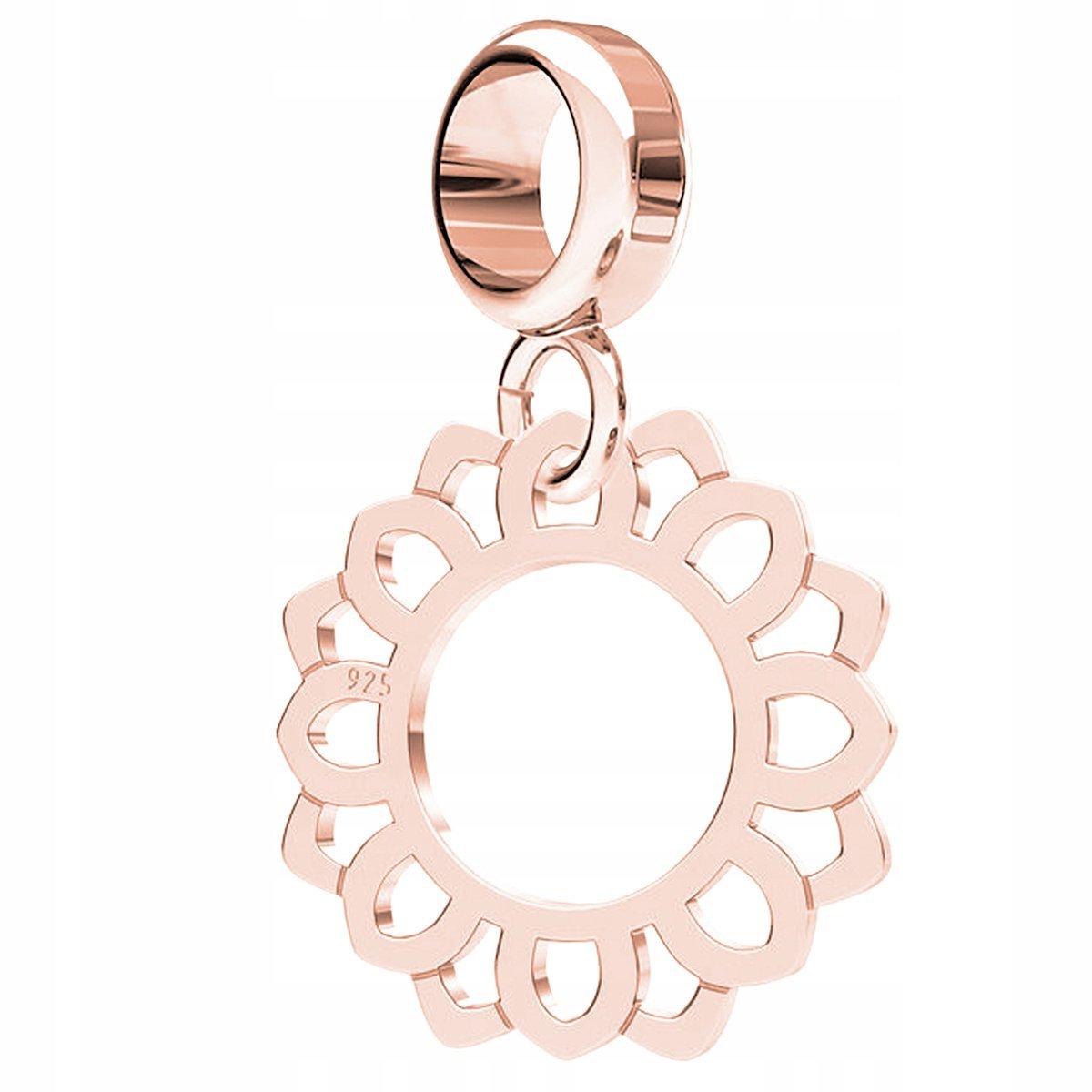 Charms Rozeta Kwiat różowe złoto srebro 925