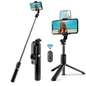 Selfie stick - Bezprzewodowy SELFIE STICK TRIPOD z pilotem 1030mm czarny - miniaturka - grafika 1