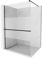 Ścianki i drzwi prysznicowe - Mexen Kioto+ ścianka prysznicowa z półką Walk-in 100 x 200 cm, transparent/szron, czarna - 800-100-121-70-35 - miniaturka - grafika 1