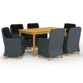 Meble ogrodowe - shumee shumee 7 częściowy zestaw mebli ogrodowych ciemnoszary - miniaturka - grafika 1