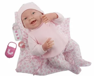 Lalka Bobas w różowej piżamce + kocyk, smoczek i butelka - La Newborn - Akcesoria dla lalek - miniaturka - grafika 1