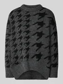 Swetry damskie - Sweter z dzianiny o kroju oversized ze wzorem w pepitkę model ‘PEPPY’ - miniaturka - grafika 1
