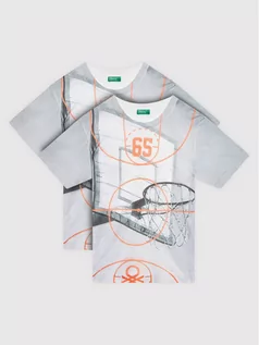 Koszulki dla chłopców - Benetton United Colors Of T-Shirt 3KV4C152F Biały Regular Fit - grafika 1